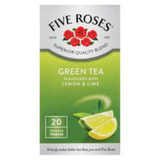 FIVE ROSES GREEN TEA LEMON & LIME TAGLESS TEABAGS  20`s