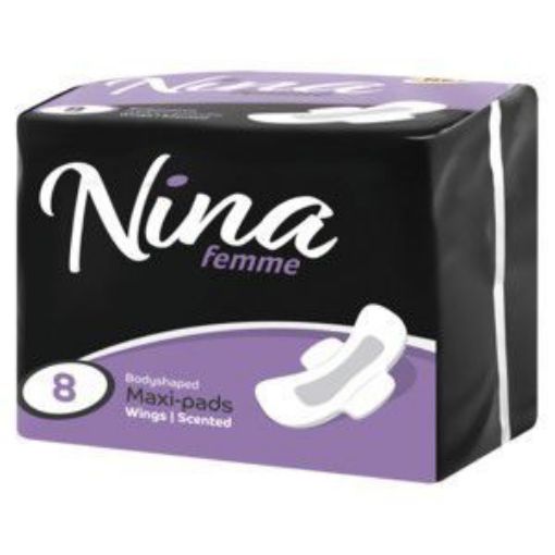 NINA FEMME MAXI PADS SCENTED WINGS PURPLE  8`s