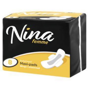 NINA FEMME MAXI PADS UNSCENTED WINGS YELLOW  8`s