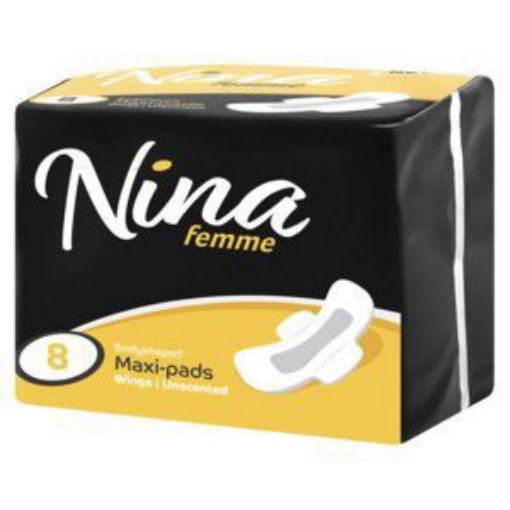 NINA FEMME MAXI PADS UNSCENTED WINGS YELLOW  8`s