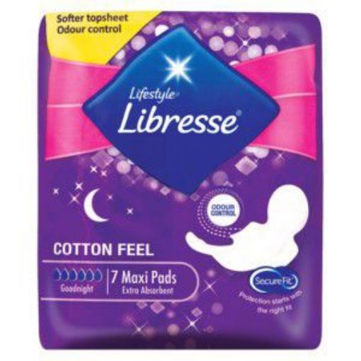 LIBRESSE PADS COTTON FEEL MAXI GOODNIGHT  7`s