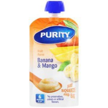 PURITY SACHETS PUREE BANANA & MANGO FRUIT  110ml