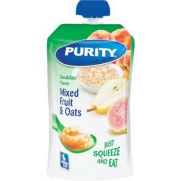 PURITY SACHETS PUREE MIXED FRUIT & OATS  110ml