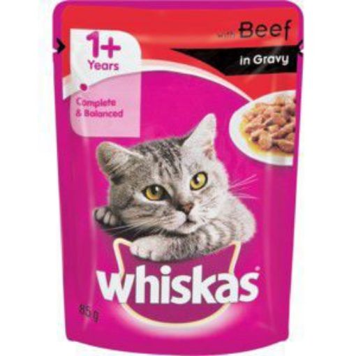 WHISKAS SINGLES BEEF IN GRAVY  85g