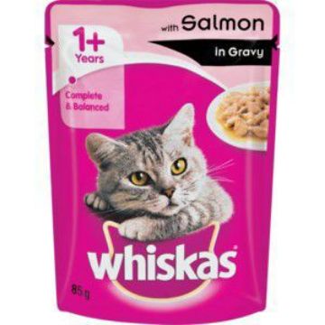 WHISKAS SINGLES SALMON IN GRAVY  85g