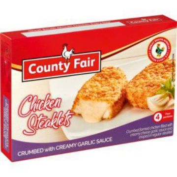 COUNTY FAIR STEAKLETS CRMY GARLIC  400g