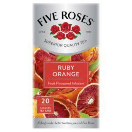 FIVE ROSES TAGLESS TEABAGS RUBY ORANGE  20`s