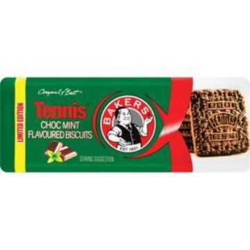 BAKERS TENNIS BISCUITS CHOC MINT  200g