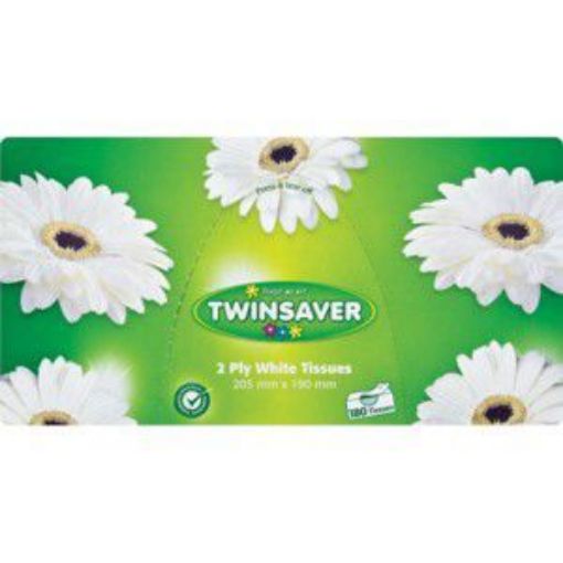 TWINSAVER FACIAL TISSUE WHITE  180`S
