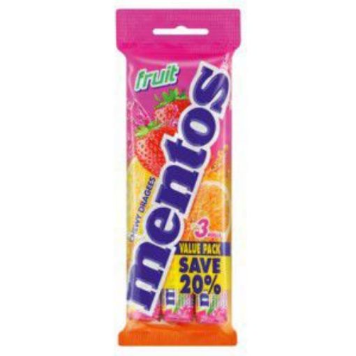 MENTOS MULTY PACK FRUIT 1X3ROLLS  1pkt