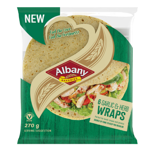 Picture of ALBANY WRAPS GARLIC & HERB 270G  6`s
