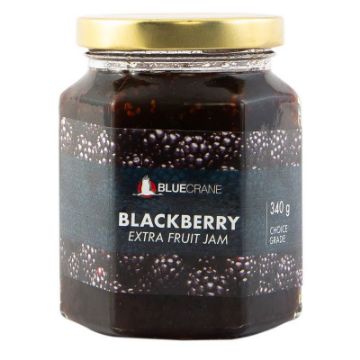Picture of BLUE CRANE GLASS JAR JAM BLACKBERRY 340g