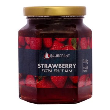 Picture of BLUE CRANE GLASS JAR JAM STRAWBERRY 340g