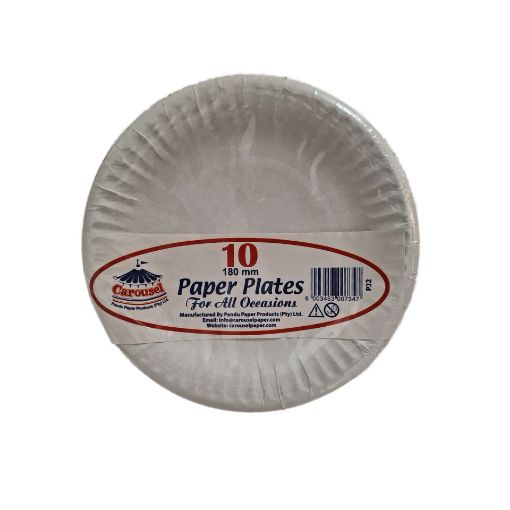 Picture of CAROUSEL PAPER PLATES WHITE 180MM 10`S