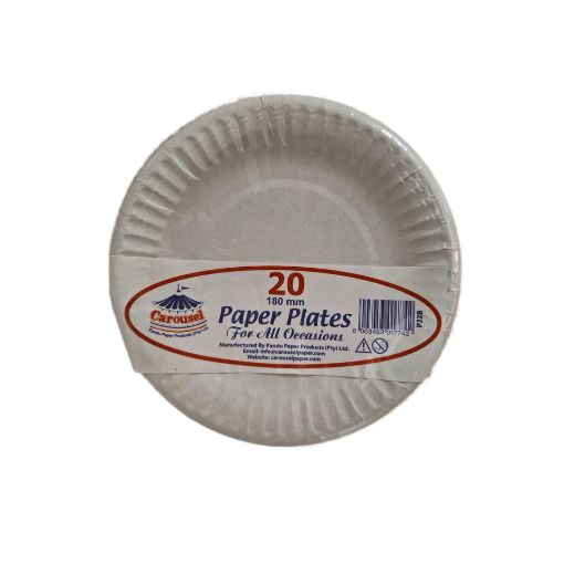 Picture of CAROUSEL PAPER PLATES WHITE 180MM 20s