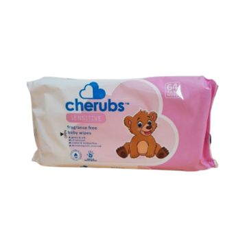Picture of CHERUBS BABY WIPES SENSITIVE FRAGRANCE FREE 64`S