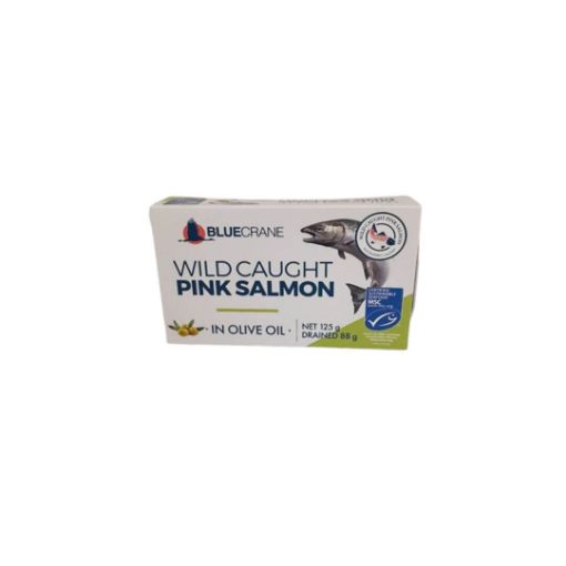 Picture of BLUE CRANE PINK SALMON WILD CAUGHT IN OLIVE OIL  125g